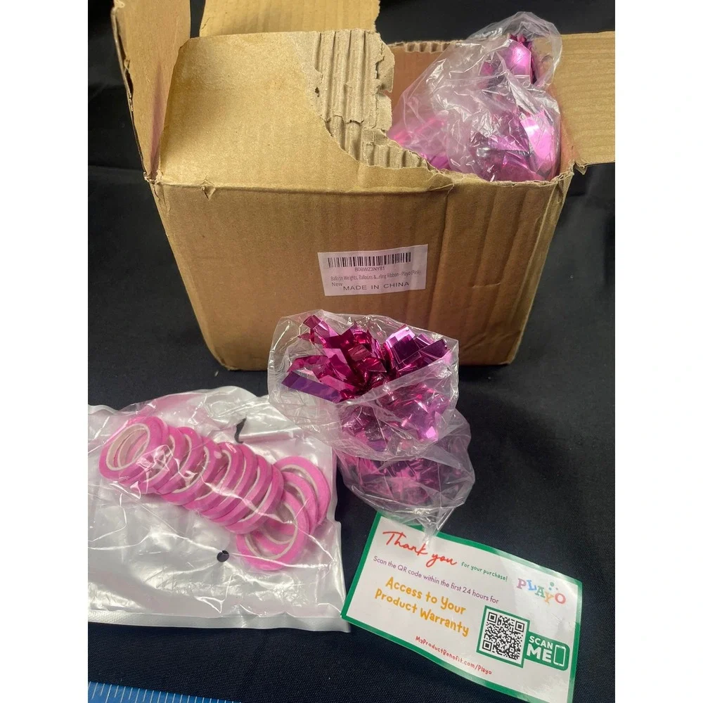 Playo Pink Balloon Weights and Curling Ribbon‎ Set Party Supplies B0BWZ3NY81